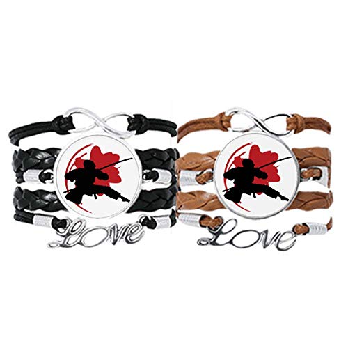 DIYthinker Japanisches Samurai-Sakura-Armband, Handschlaufe, Lederseil, Armband, Doppel-Set, Geschenk von DIYthinker