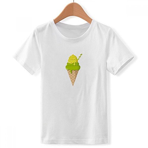 DIYthinker Jungen Grüner Matcha Eistüte Eis am Stiel mit Rundhalsausschnitt Weißer T-Shirt Groß Mehrfarbig von DIYthinker