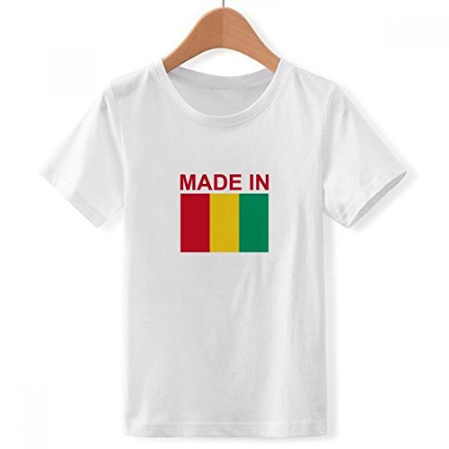 DIYthinker Jungen Hergestellt in Guinea Land Liebe Crew Hals Weißes T-Shirt Groß Mehrfarbig von DIYthinker