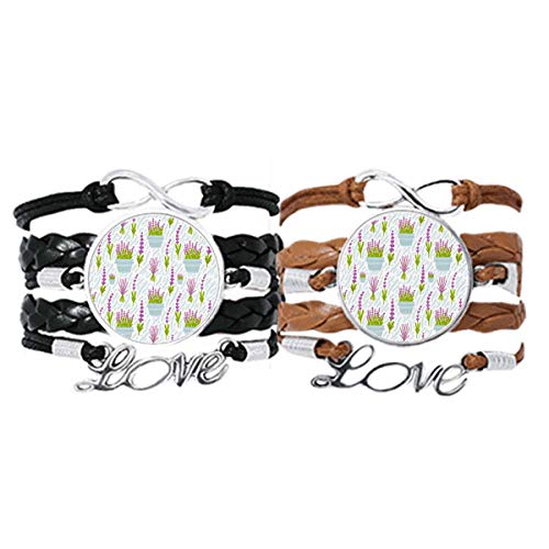 DIYthinker Lavendel-Topfblumen-Armband, Handschlaufe, Lederseil, Armband, Doppel-Set, Geschenk von DIYthinker