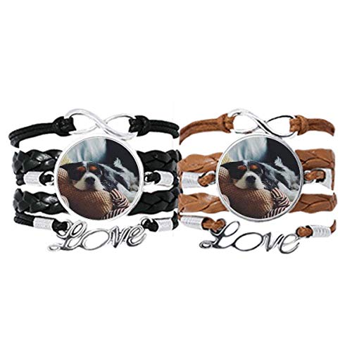 DIYthinker Lazy Dog Armband mit gefühlvollem Bild, Handschlaufe, Lederseil, Armband, Doppel-Set, Geschenk von DIYthinker