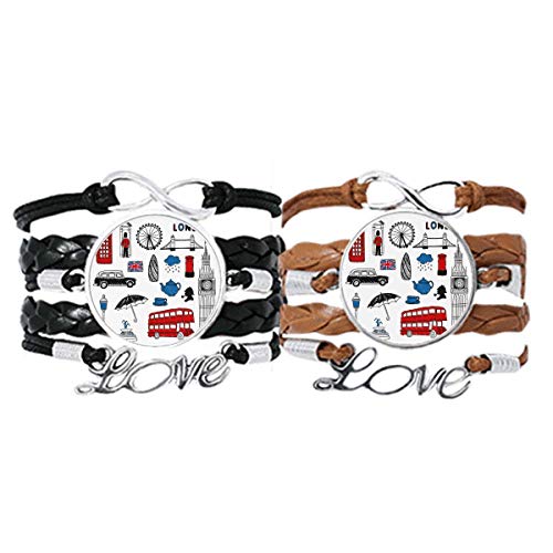 DIYthinker London Big Ben Booth Regenbriefkasten-Armband, Handschlaufe, Lederseil, Armband, Doppel-Set, Geschenk von DIYthinker