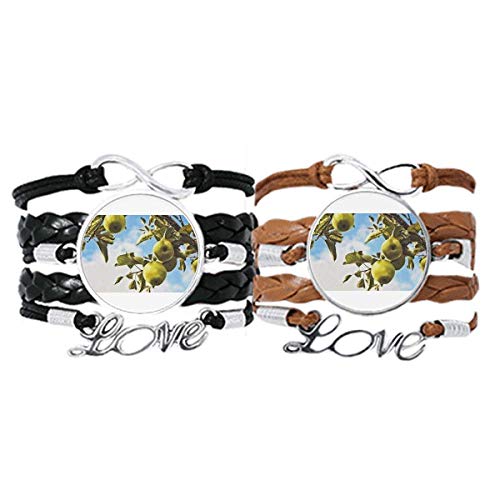 DIYthinker Peer Fresh Armband mit Bild aus gemäßigtem Obst, Handschlaufe, Lederseil, Armband, Doppel-Set, Geschenk von DIYthinker
