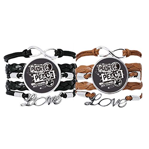 DIYthinker Punk New York Antikriegsillustration Muster Armband Handschlaufe Lederseil Armband Doppelset Geschenk von DIYthinker