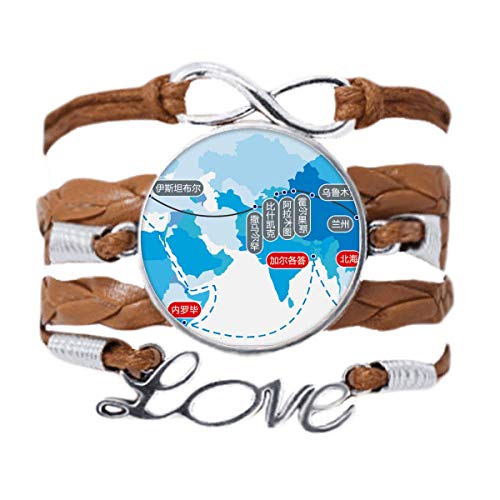 DIYthinker Vektordiagramm Reise Seide Straßenkarte Armband Liebe Kette Seil Ornament Armband Geschenk von DIYthinker