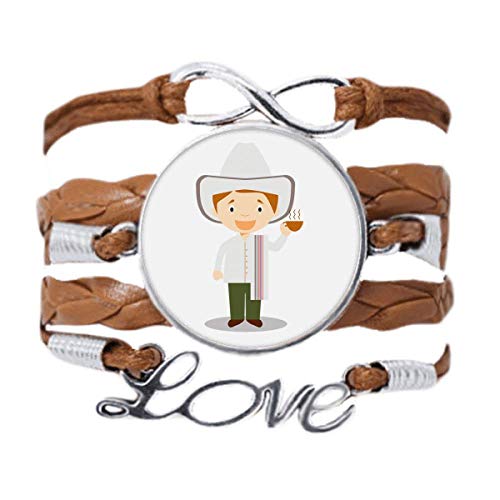 DIYthinker Weißer Hut Kolumbien Cartoon Armband Liebeskette Seil Ornament Armband Geschenk von DIYthinker