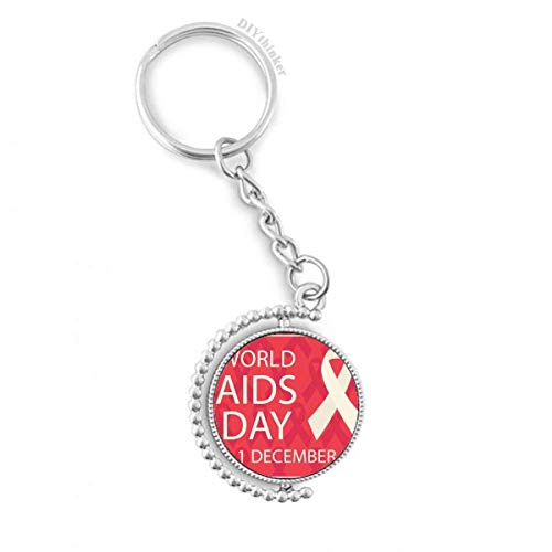 DIYthinker Welt-AIDS-Tag Rot Ribbon HIV Drehbare Schlüsselanhänger Ringe 1.2 Zoll x 3.5 Zoll Mehrfarbig von DIYthinker