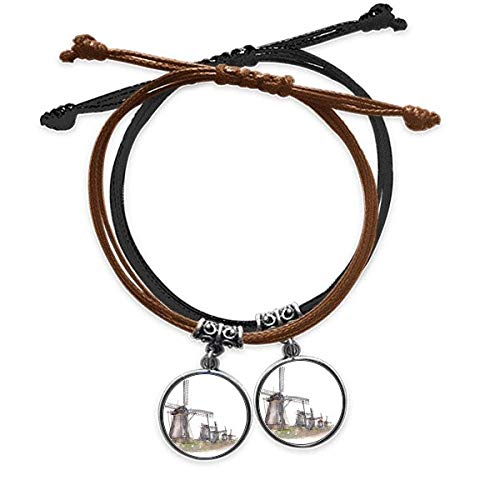 DIYthinker Windmühle in Holand Art-Deco-Geschenk, modisches Armband, doppeltes Lederband, Paar-Set, Geschenk von DIYthinker