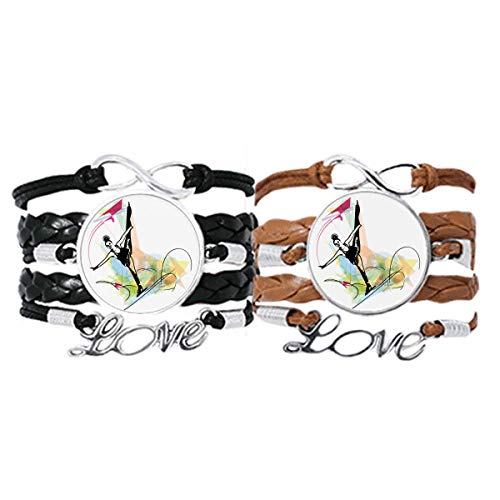 DIYthinker Wintersport-Armband für Damen, Eiskunstlauf, Handschlaufe, Lederseil, Armband, Doppel-Set, Geschenk von DIYthinker