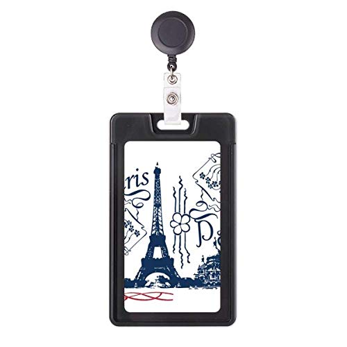 Eiffelturm Frankreich Paris Linie Zeichnung Ausziehbare Abzeichenrolle Kartenhülle von DIYthinker