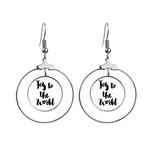 Joy To The World Ohrringe im Zitat-Stil, baumelnder Kreolen-Schmuck, Kreis von DIYthinker