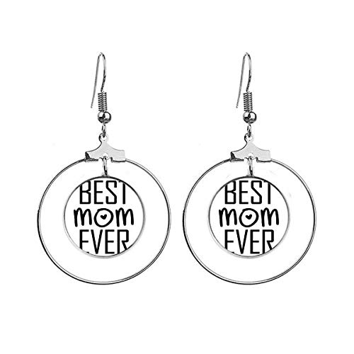 Ohrringe mit Zitat "Best Mom Ever" zum Muttertag, baumelnder Kreolenschmuck, Kreis von DIYthinker