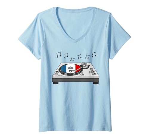 Damen DJ French Flag, Musikproduzent und Musiker, 14. Juli T-Shirt mit V-Ausschnitt Damen DJ French Flag, Musikproduzent und Musiker, 14. Juli T-Shirt mit V-Ausschnitt von DJ French Flag Musician France By DoodleRob