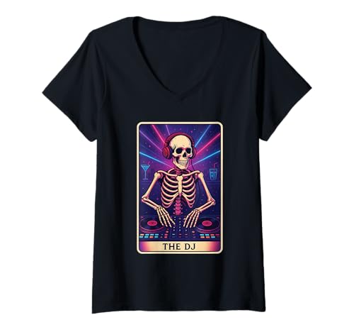 Damen DJ Tarot T-Shirt mit V-Ausschnitt von DJ Job