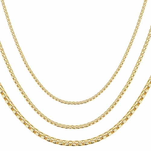DJADEE Venezianerkette vergoldet 999er Gold 24 Karat, Länge 40-80 cm, 2, 3, 4, 5 mm breit, wasserfest, nickelfrei, Kette (4 mm x 40 cm) von DJADEE