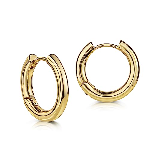 Simple Elegance Ohrringe Gold 18k vergoldet Creolen Gold 750 Vergoldete Ohrringe Wasserfest Hypoallergene Waterdrop Earrings for Women Earrings Hochwertig 14 18 20 mm (O6155D 14 mm) von DJADEE