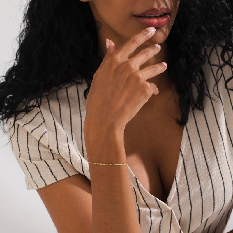 14K Gold Panzerketten Armband - Cuban Link Dünnes 925K Silber Panzerkette Schlichtes Für Frauen von DJCJewelryStore