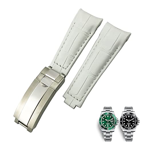 DJDLFA 20 mm Uhrenarmband mit gebogenem Ende, Lederarmband, passend für Rolex 116610 Submariner Oyster GMT Daytona Slide Lock Schnalle Rindsleder Armbänder, 20mm-Gold Buckle, Achat von DJDLFA