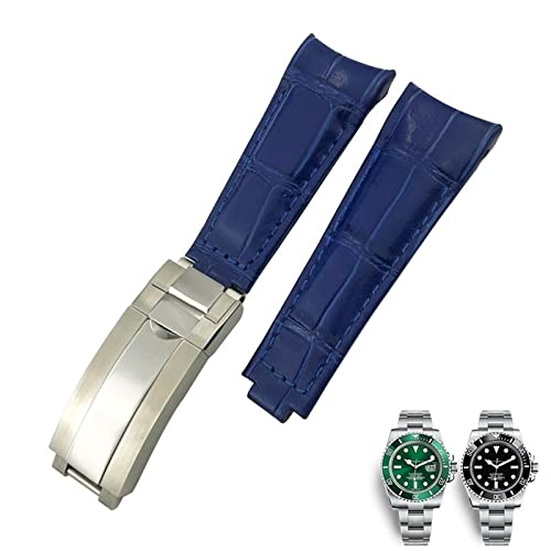 DJDLFA 20 mm Uhrenarmband mit gebogenem Ende, Lederarmband, passend für Rolex 116610 Submariner Oyster GMT Daytona Slide Lock Schnalle Rindsleder Armbänder, 20mm-Rose Buckle, Achat von DJDLFA