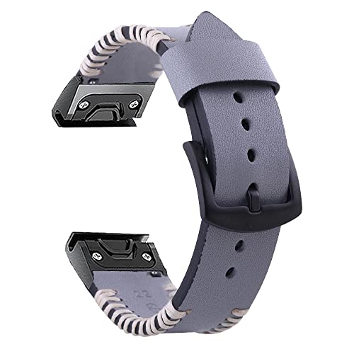 DJDLFA 22 26 mm Sportarmband für Garmin Fenix 6 6S 6X Pro 5X 5 Plus 3HR 935 S60 D2 Enduro Schnellverschluss-Lederarmband Correa, 26mm Fenix 5X 5XPlus, Achat von DJDLFA