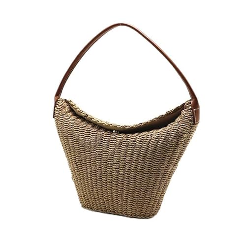 DJDLFA Damen Schultertasche, Bohemian, Stroh, Achseltasche, Sommer, Strand, gewebte Achseltasche, lässig, gehäkelt, Einkaufstasche, braun, Einheitsgröße DJDLFA Damen Schultertasche, Bohemian, Stroh, Achseltasche, Sommer, Strand, gewebte Achseltasche, lässig, gehäkelt, Einkaufstasche, braun, Einheitsgröße von DJDLFA