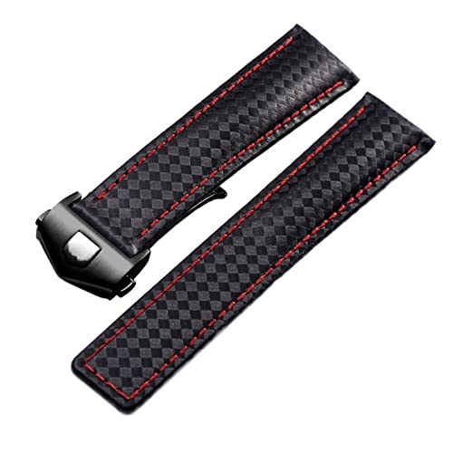 DJDLFA Echtlederarmband mit Kohlefaser-Muster, 20 mm, 22 m, für TAG Heuer Monaco Serie, Uhrenarmband, Lederarmband, 22 mm, Achat von DJDLFA