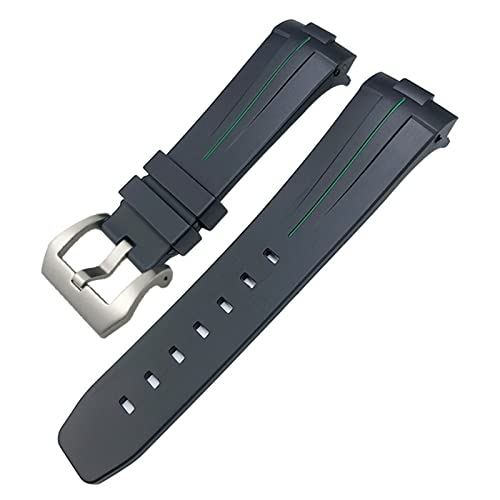 DJDLFA Gummi-Uhrenarmband mit gebogenem Ende, 24 mm, passend für Panerai PAM441/1312/00111, Edelstahl-Armband mit Schmetterlingsschnalle, Silikon-Sportarmband, 24 mm, Achat von DJDLFA