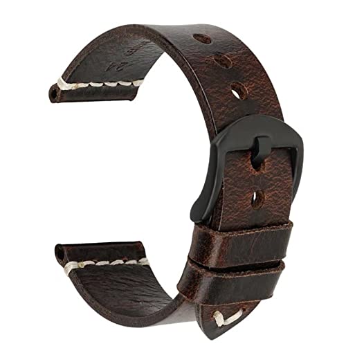 DJDLFA Handgefertigtes Uhrenarmband aus Rindsleder, Vintage-Stil, 20 mm, 21 mm, 22 mm, 23 mm, 24 mm, 21 mm, Achat von DJDLFA