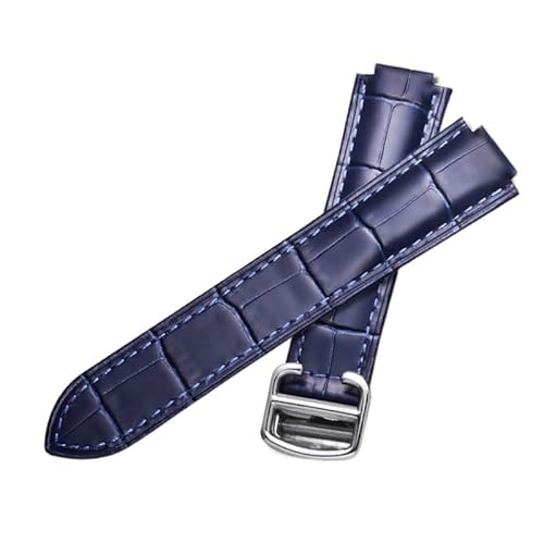 DJDLFA Handgefertigtes blaues schwarzes Aligator-Krokodilhaut-Armband für Cartier Blue Balloon Handgelenk-Armband, Depolyment-Verschluss, 20 mm, Achat von DJDLFA