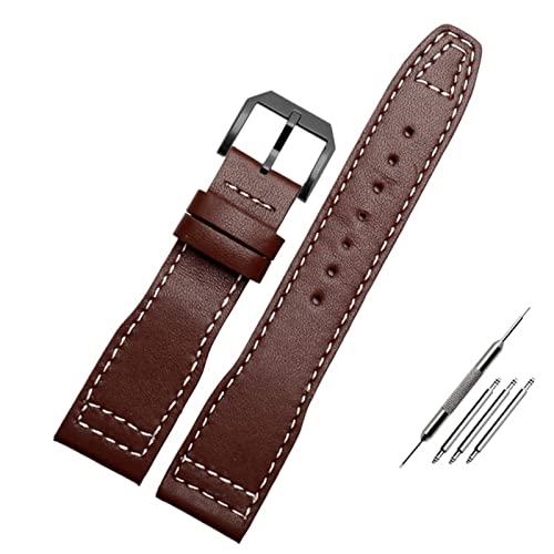 DJDLFA Herren-Uhrenarmband für IWC Pilot Mark XVIII IW327004 IW377714, 20 mm, 21 mm, braun-schwarz, echtes Lederarmband, 21 mm, Achat von DJDLFA