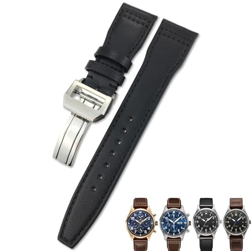 DJDLFA Lederarmband, 20 mm, 21 mm, 22 mm, passend für IWC Big Pilot Spitfir Mark 18 Portfino, Kalbsleder, Schwarz, 21 mm, Achat DJDLFA Lederarmband, 20 mm, 21 mm, 22 mm, passend für IWC Big Pilot Spitfir Mark 18 Portfino, Kalbsleder, Schwarz, 21 mm, Achat von DJDLFA