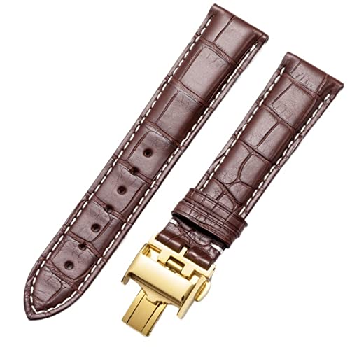 DJDLFA Longines Original-Uhrenarmband aus echtem Leder, mit Schmetterlingsschnalle, männlich und weiblich, 19 mm, Achat von DJDLFA