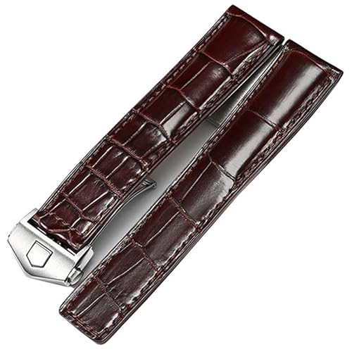 DJDLFA Maßgeschneidertes Krokodillederarmband für TAG Heuer Autavia Carrera Lederarmbänder, 19 mm, Achat von DJDLFA