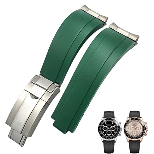 DJDLFA Silikon-Armband mit kurzer Schnalle, 20 mm, 21 mm, passend für Rolex Daytona Submariner Role Oysterflex Yacht Master, 20 mm, Achat von DJDLFA