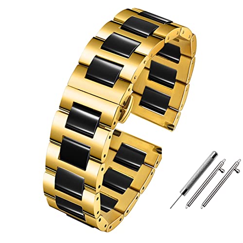 DJDLFA Smartwatch-Armband, 20 mm, 22 mm, Keramik-Armband für Samsung Gear S2, S3, S4, Ersatzband für Huawei Watch 2 Pro GT2 Magic Bands, 22 mm, Achat von DJDLFA