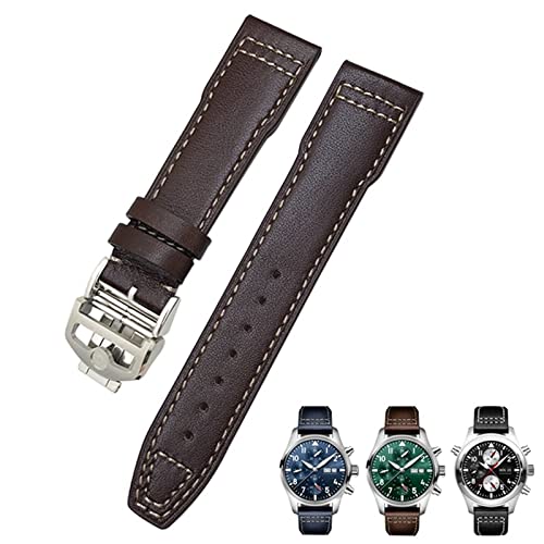 DJDLFA Uhrenarmband aus Rindsleder, 20 mm, 21 mm, geeignet für IWC-Pilotenuhren, Portugieser-Armbänder Mark 18, weiches blaues Armband, 20 mm, Achat von DJDLFA