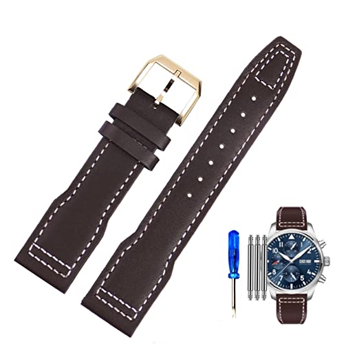 DJDLFA Uhrenarmband aus echtem Leder für IWC-Piloten, Little Prince Male Mark 18 Big Fly Portugal, weiches, bequemes Armband, 20 mm Armband, 21 mm, Achat von DJDLFA