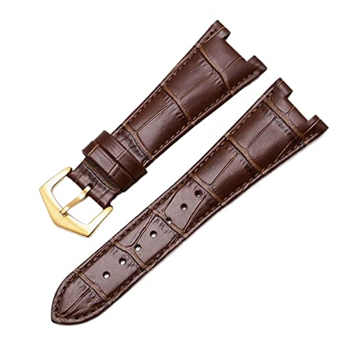 DJDLFA Uhrenarmband aus echtem Leder für Patek Philippe 5711 5712G Nautilus Uhren Herren und Damen, spezielle Kerbe, 25 mm x 12 mm, 25-12mm, Achat von DJDLFA