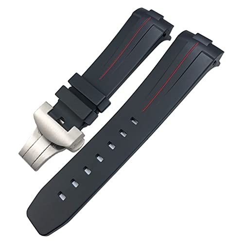 DJDLFA Uhrenarmband für Panerai PAM00111/441, wasserfestes Armband mit Schmetterlingsschnalle, 24 mm, Schwarz / Grün, 24 mm, Achat von DJDLFA