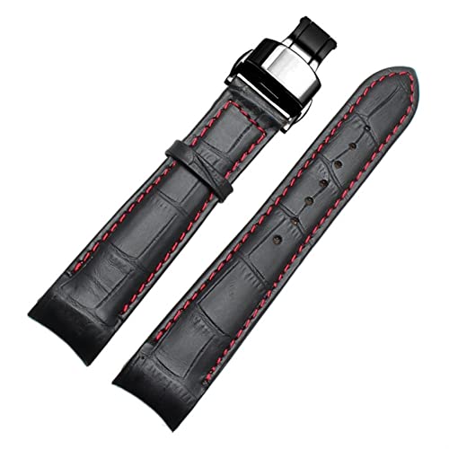 DJDLFA Uhrenarmband mit gebogenem Ende, für Citizen BL9002-37 05A BT0001-12E 01A, echtes Leder mit Schmetterlingsschnalle, 20, 21, 22 mm, modisches Armband, 22 mm, Achat von DJDLFA