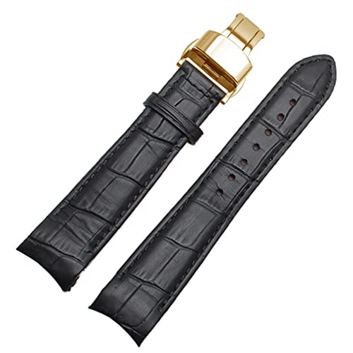 DJDLFA Uhrenarmband mit gebogenem Ende, für Citizen BL9002-37 05A BT0001-12E 01A, echtes Leder mit Schmetterlingsschnalle, 20, 21, 22 mm, modisches Armband, 22 mm, Achat von DJDLFA