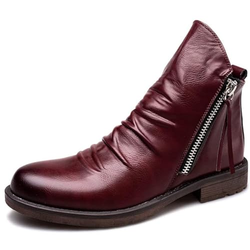 DJFOG Herren-Mid-Top-Stiefel, seitlicher Reißverschluss, Stiefeletten, Lederabsatz, formelle Abendschuhe, Klassische Schuhe,Rot,45 EU DJFOG Herren-Mid-Top-Stiefel, seitlicher Reißverschluss, Stiefeletten, Lederabsatz, formelle Abendschuhe, Klassische Schuhe,Rot,45 EU von DJFOG
