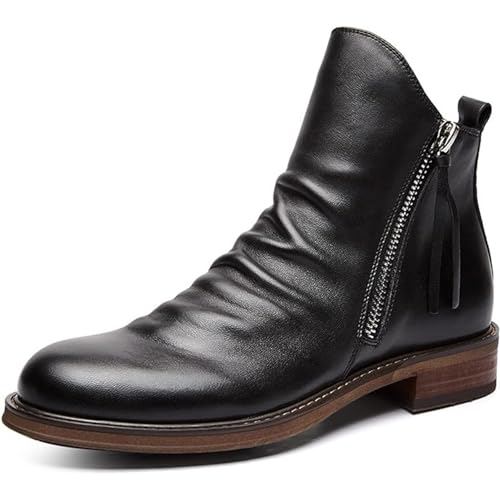 DJFOG Herren-Mid-Top-Stiefel, seitlicher Reißverschluss, Stiefeletten, Lederabsatz, formelle Abendschuhe, Klassische Schuhe,Schwarz,44 EU DJFOG Herren-Mid-Top-Stiefel, seitlicher Reißverschluss, Stiefeletten, Lederabsatz, formelle Abendschuhe, Klassische Schuhe,Schwarz,44 EU von DJFOG