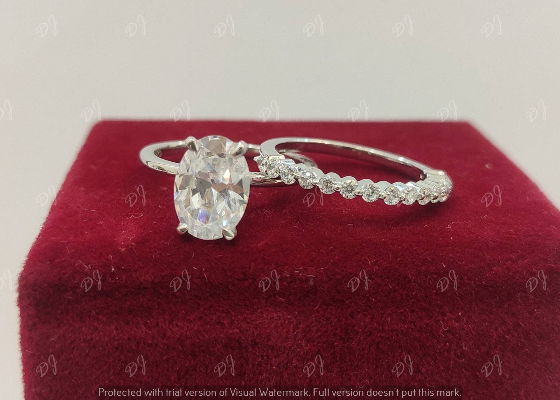 2.20 Ct Weiß Oval Cut Diamant Ehering in 925 Sterling Silber Gefasst/Braut Ring Set Brautring Ringe Für Frauen Geschenk Frau, Geschenke von DJJEWEL925