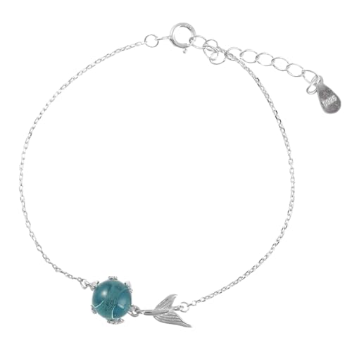 925 Sterling Silber Blue Crystal Mermaid Charm Armbänder Verstellbare Armbänder für Frauen Party Hochzeitsschmuck von DJMJHG