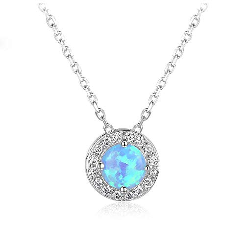 Australische Opal-Halskette aus 925er Sterlingsilber Exquisite einzigartige blaue Zirkon-Halsreif für Frauen Hochzeitsschmuck von DJMJHG