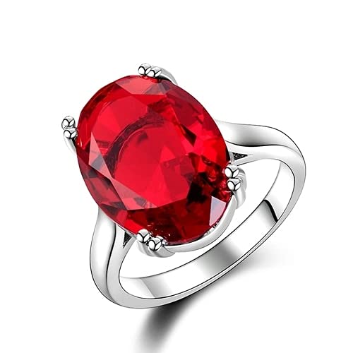 DJMJHG Aquamarin Ringe 13x18mm Edelstein Silber 925 Schmuck Ring Für Frauen 6 Farbe Verlobungsschmuck 10 Rot von DJMJHG