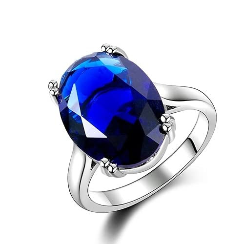 DJMJHG Aquamarin Ringe 13x18mm Edelstein Silber 925 Schmuck Ring Für Frauen 6 Farbe Verlobungsschmuck 5 Dunkelblau von DJMJHG