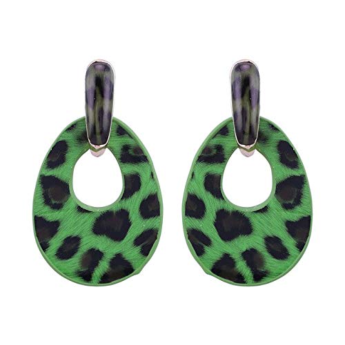 DJMJHG Neue Trendige Tiger Kunstleder Anhänger Ohrringe für Frau Modeschmuck Big Drop Ohrringe Grün von DJMJHG
