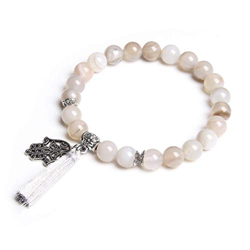 Handgemachte Naturstein Streifen Achate Perlen Armband Charm Armband mit Quaste für Frauen Modeschmuck Geschenke Typ 6 Handgemachte Naturstein Streifen Achate Perlen Armband Charm Armband mit Quaste für Frauen Modeschmuck Geschenke Typ 6 von DJMJHG
